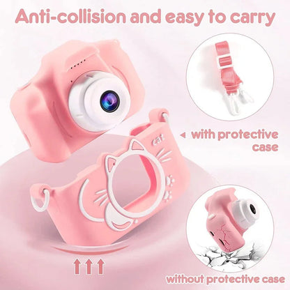 Kids Camera Toys 2 inch Screen HD Cartoon Kids Digital Camera Mini SLR Camera Cute Toy For Children Birthday Christmas Gifts ALPENZO