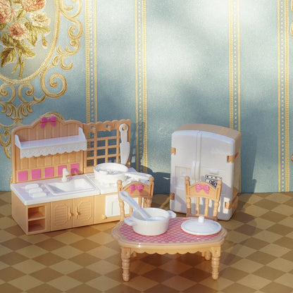 24Pcs Style Brown Miniature DollhouseFurniture Accessory Kids Toy Cute Kawaii Pink Kitchen Cooking Things For Girl Gifts ALPENZO