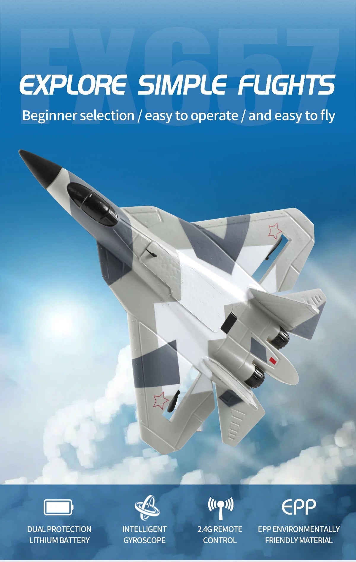 RC Foam Aircraft SU-35 Plane 2.4G Radio Control Glider Remote Control Fighter Plane Glider Airplane Foam Boys Toys for Children ALPENZO