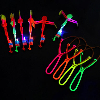 Amazing Light Toy Arrow LED Light Toys Outdoor Party Fun Gift Rubber Band Catapult Glow In The Dark Rocket Helicopter Flying Toy ALPENZO