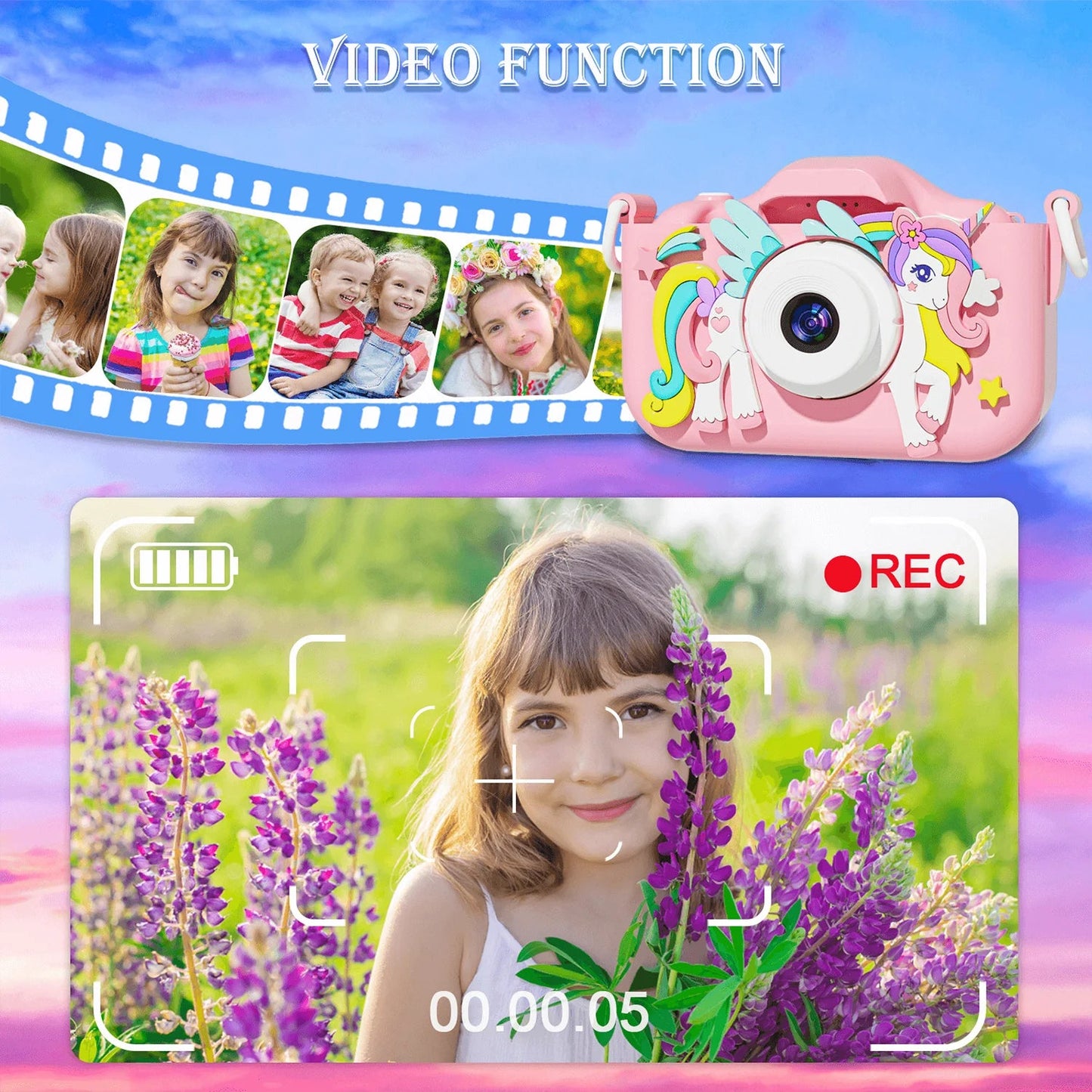 Kdis Camera Toys 1080P HD 2inch Screen Cat Mini Digital Camera for Girls Boys Children Chirtmas Birthday Gift Toys ALPENZO