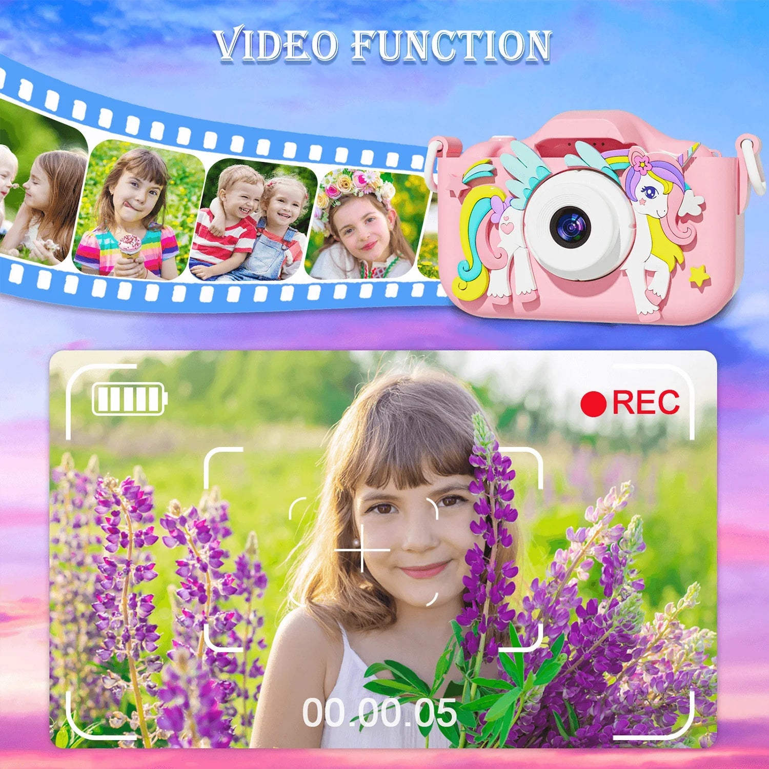 Kdis Camera Toys 1080P HD 2inch Screen Cat Mini Digital Camera for Girls Boys Children Chirtmas Birthday Gift Toys ALPENZO