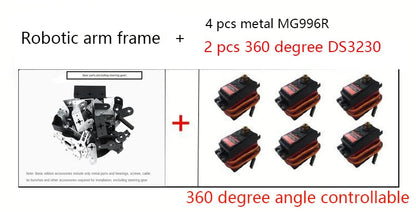 360 Degrees 6 DOF Robot Metal Alloy Mechanical Arm Claw Kit MG996R for Arduino Robotics Kit Educational Ps2 Programmable Toys ALPENZO