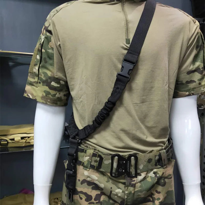 Tactical Gun Single Point Sling Adjustable Bungee Rifle Shoulder strap length for Airsoft Hunting Accessories Strap M4 with pad