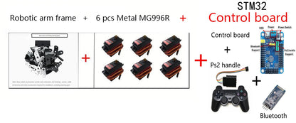 360 Degrees 6 DOF Robot Metal Alloy Mechanical Arm Claw Kit MG996R for Arduino Robotics Kit Educational Ps2 Programmable Toys ALPENZO