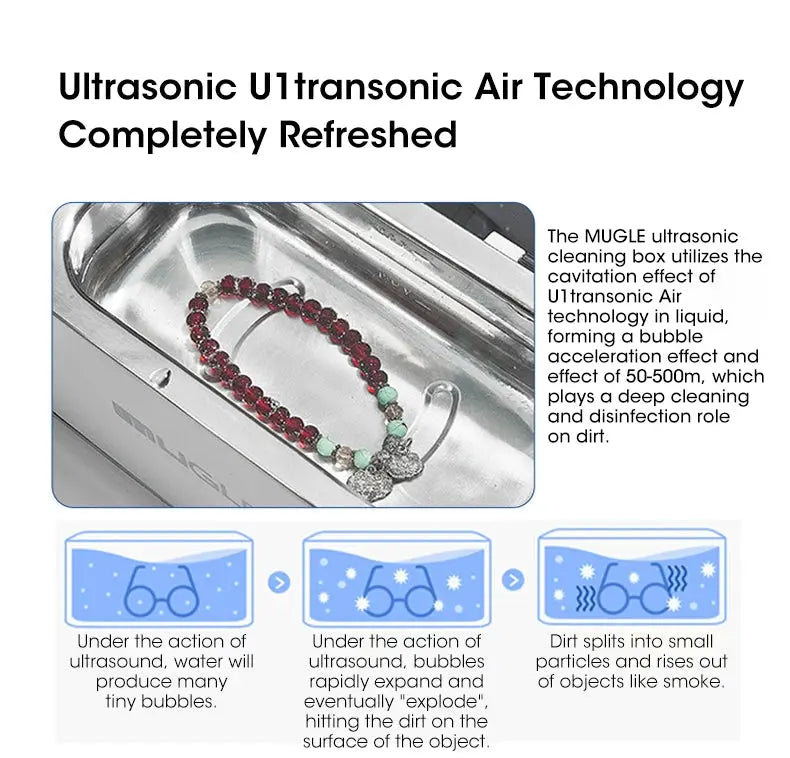 Ultrasonic Cleaner 35W High Frequency Cleaning Jewelry Glasses Watches Multifunctional 500ML Ultrasonic Cleaning Cleaning Bath - ALPENZO