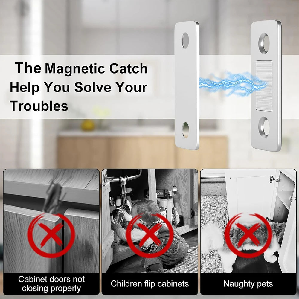 Magnetic Cabinet Catches Ultra Thin Door Strong Magnets Stopper Invisible Adhesive Drawer Magnet Lock for Kitchen Closet Closer - ALPENZO