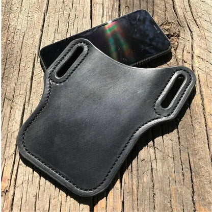 Outdoor storage Retro Horse Leather Phone Waist Bag Wearing Belt Men's Hanging Waist Bag Camping Sports Work Phone Bag