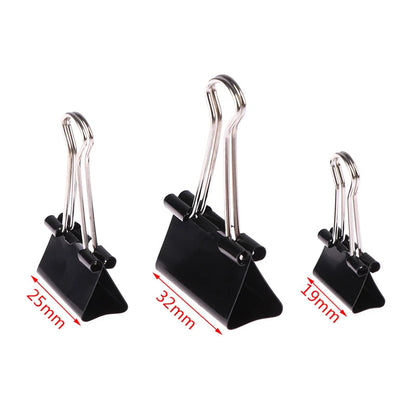 10pcs/lot Black Metal Binder Clips 19mm/ 25mm/ 32mm Notes Letter Paper Clip Office Supplies Binding Securing ALPENZO