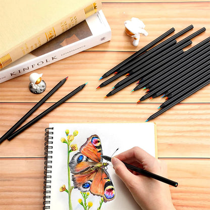 10 Pcs Colored Black Wood Pencils, 7 in 1 Rainbow Drawing Pencil. for Sketching, Doodling, Coloring, Painting ALPENZO