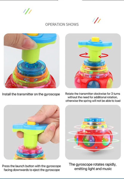 1 PCs Random Color Luminous Music Rotating Gyroscope Outdoor Toys Colorful Lights Luminous Toys Notes ALPENZO