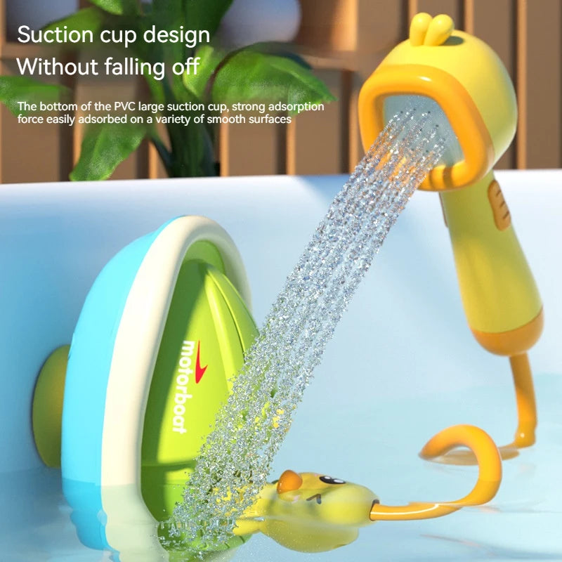Cute Duck Bathtub Boat Toy with 3 Emotional Ducks Automatic Water Spray Toys for Toddlers, Sensory Interactive Baby Shower Gift ALPENZO
