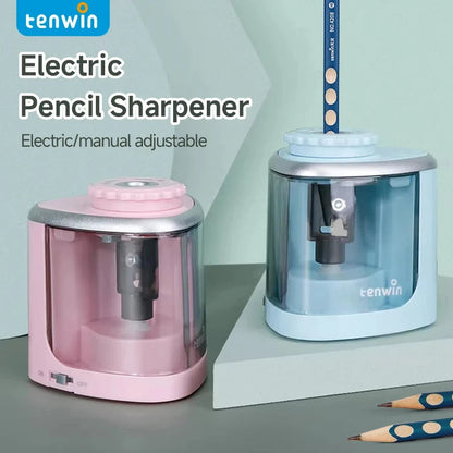 Tenwin Electric/Manual 2 in 1 Pencil Portable Sharpener Safe Student Helical Steel Blade Kids Adults Auto Pencil Sharpener 8005 ALPENZO