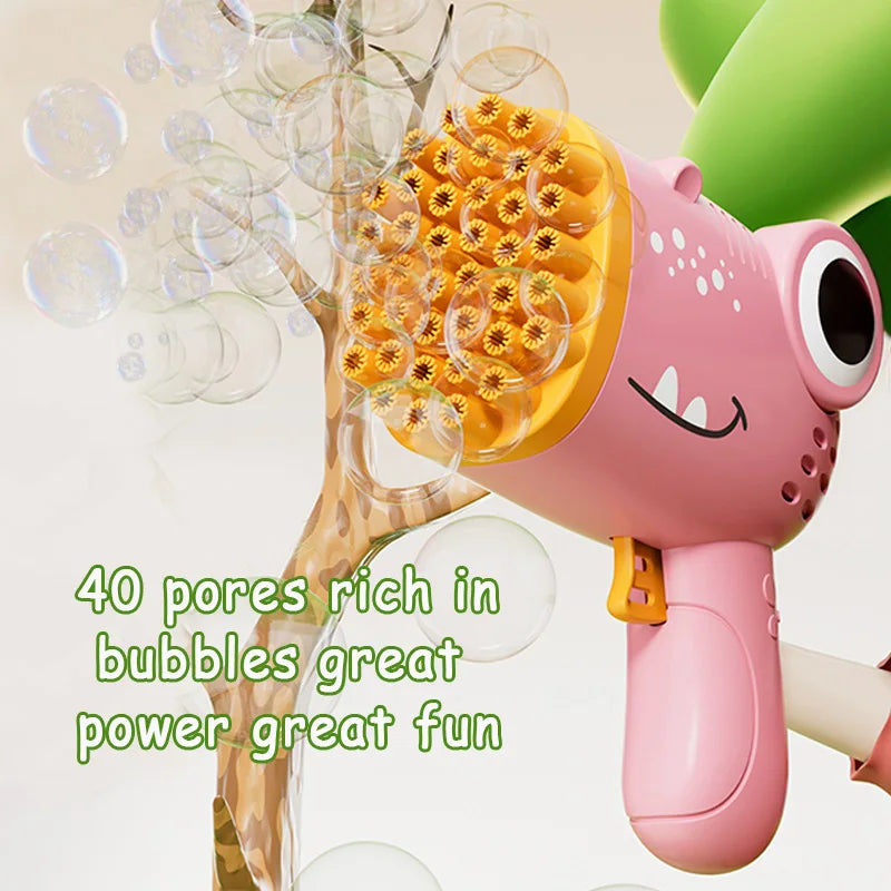 40 Hole Dinosaur Bubble Handheld Bubble Machine, Electric Bubble Gun Outdoor Wedding Party Toy(without Bubble Water) ALPENZO
