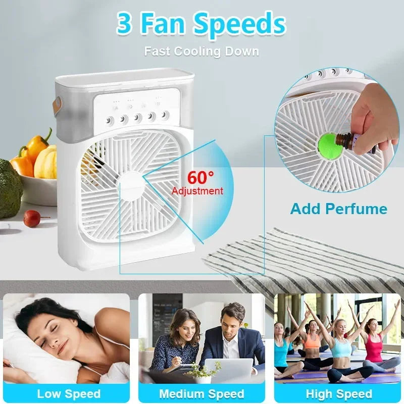 3 In 1 Fan AIr Conditioner Household Small Air Cooler LED Night Light Portable Air Adjustment Fan Office Home Fan New ALPENZO