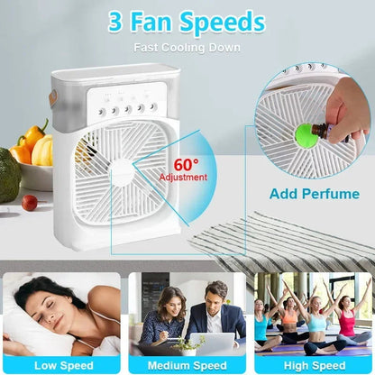 3 In 1 Fan AIr Conditioner Household Small Air Cooler LED Night Light Portable Air Adjustment Fan Office Home Fan New ALPENZO
