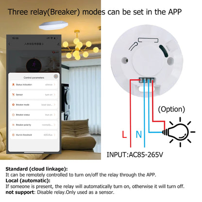 ZigBee 24G MmWave Radar Human Body Presence Motion Sensor For Light Switch Luminosity Detection 110/220V Tuya Smart Life Home - ALPENZO