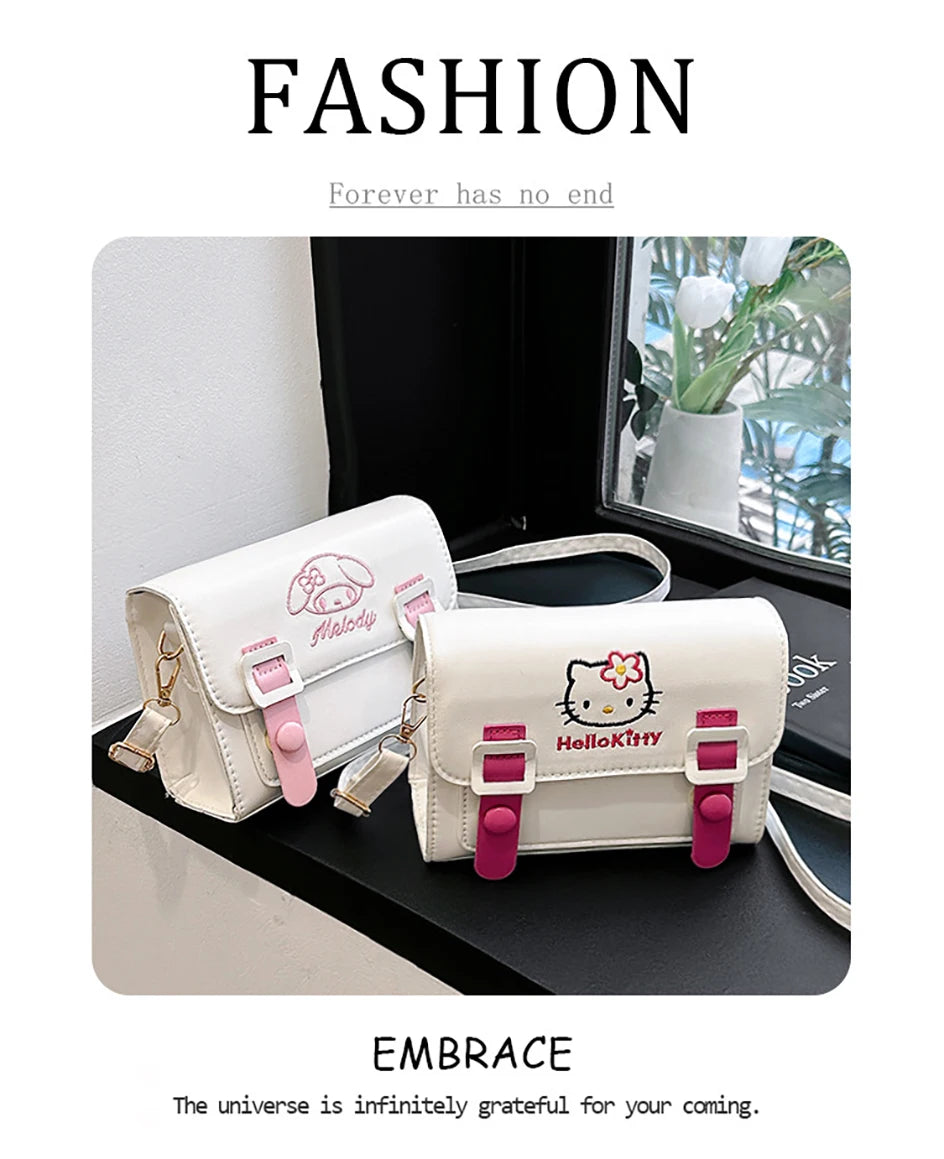 Sanrio Pu Square Bag Anime Shoulder Bags Kawaii Messenger Tote Cute Cartoon Backpacks My melody Cinnamorol Kuromi Fashion Bags ALPENZO