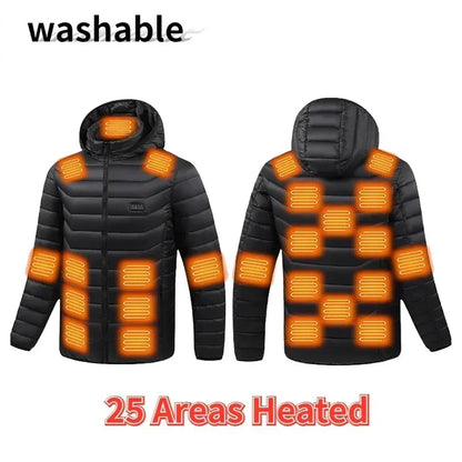 21 Areas Heating Jacket Men's Winter Usb Electric Heating Coat Functional Self-Heating Clothes Outdoor Snow Thick Padded Jacket ALPENZO
