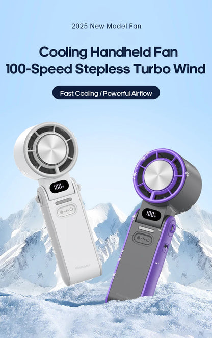 KINSCOTER Outdoor Foldable Portable Handheld Fan Mini Cooling Rechargeable 3600mAh 100-level Free Control High Speed Turbo Fan ALPENZO