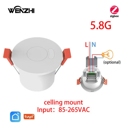 ZigBee 24G MmWave Radar Human Body Presence Motion Sensor For Light Switch Luminosity Detection 110/220V Tuya Smart Life Home - ALPENZO