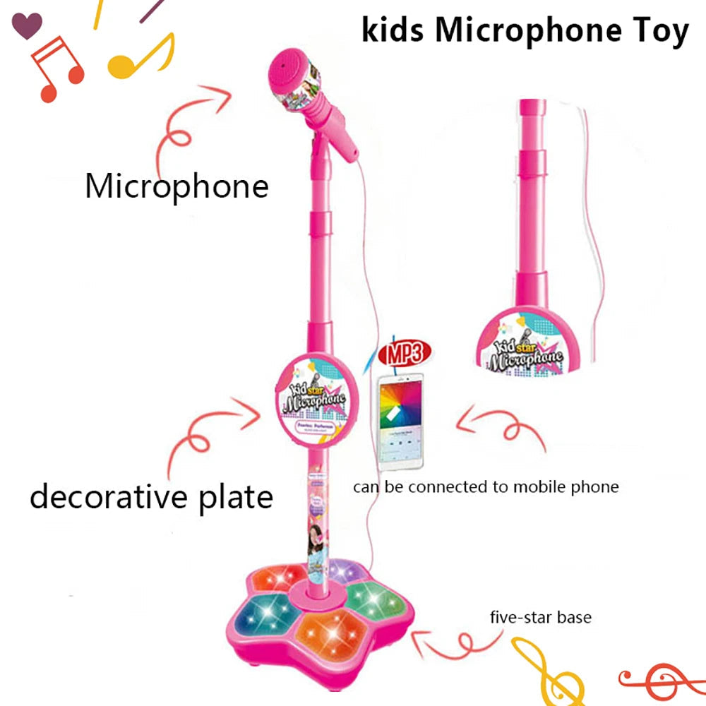 Kids Microphone with Stand Karaoke Song Music Instrument Toys Brain-Training Educational Toy Birthday Gift for Girl Boy ALPENZO