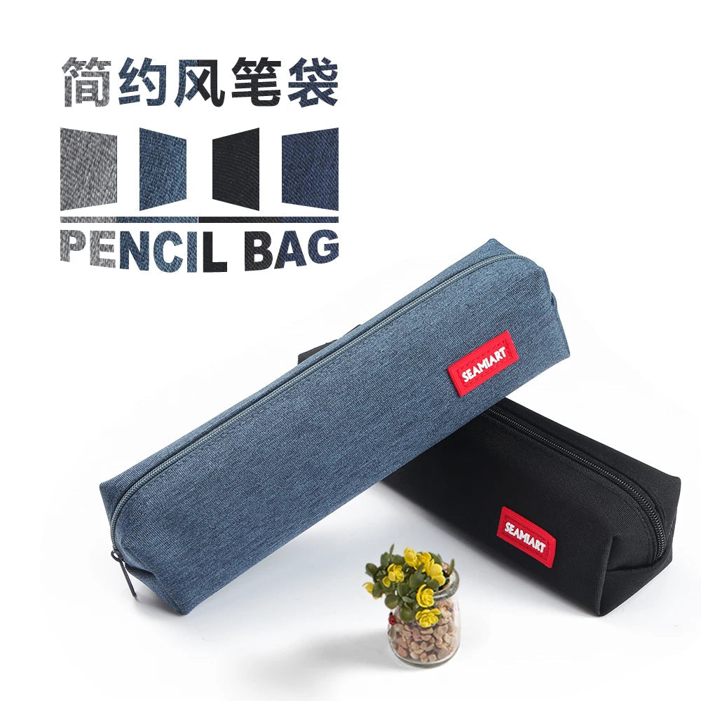 SeamiArt 1pc Small Solid Color Simple Zipper Kawai Pencil Case Mini Pen Bags Papeleria Stationery for School Office Suppliers ALPENZO