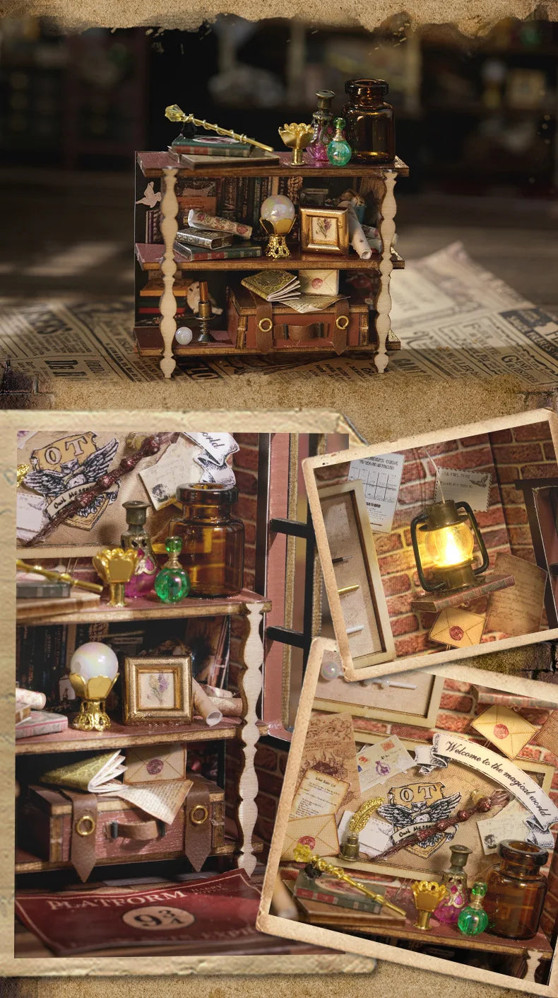 Magic Shop DIY Wooden Dollhouse Miniature Doll House Kit with Furniture Roombox Retro Home Model Toy for Children Gift ALPENZO