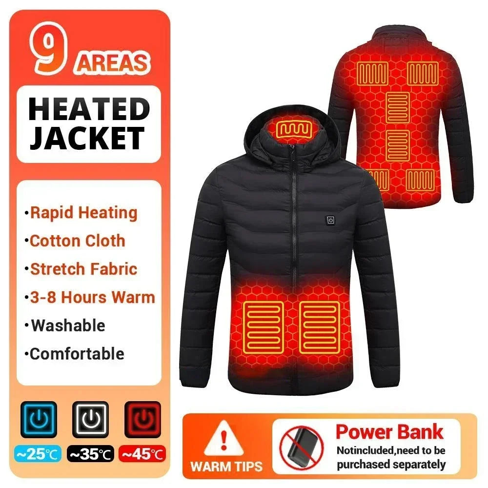 21 Areas Heating Jacket Men's Winter Usb Electric Heating Coat Functional Self-Heating Clothes Outdoor Snow Thick Padded Jacket ALPENZO