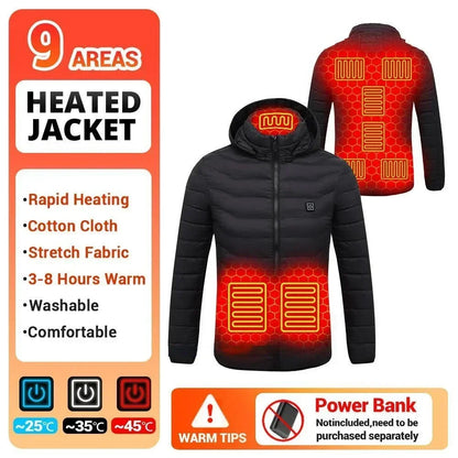 21 Areas Heating Jacket Men's Winter Usb Electric Heating Coat Functional Self-Heating Clothes Outdoor Snow Thick Padded Jacket ALPENZO