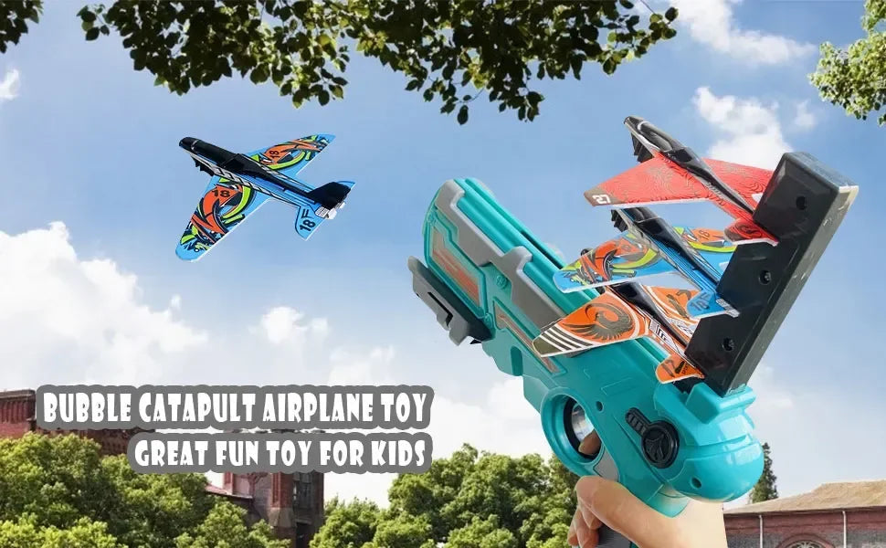 Ejection Aircraft Shooting Game Outdoor Parent-child Sports Toy Boy Gifts Shooting Aircraft Set Plastic Airplane Toys for Kids ALPENZO
