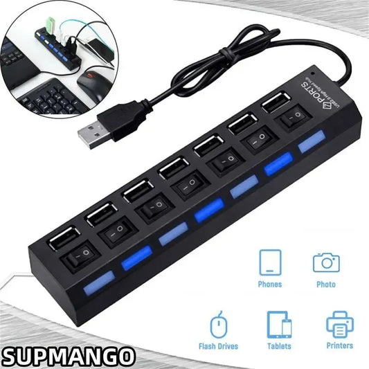 USB Hub Hub USB Adapter Multi Ports Use Power Adapter Extensor USB 2.0 PC Computer Accessories Switch USB For Laptop - ALPENZO