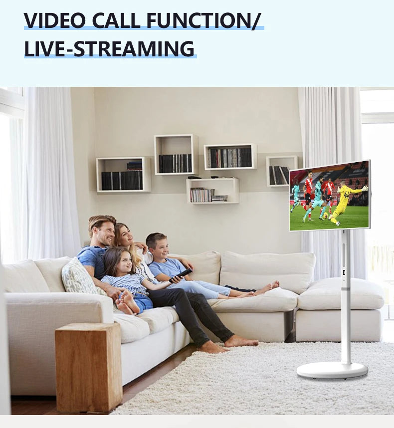 TouchWo Standby me 27 32 inch Moving Smart portable Television Monitor Touch Screen Rolling Rechargeable Tv Stand On Wheels - ALPENZO