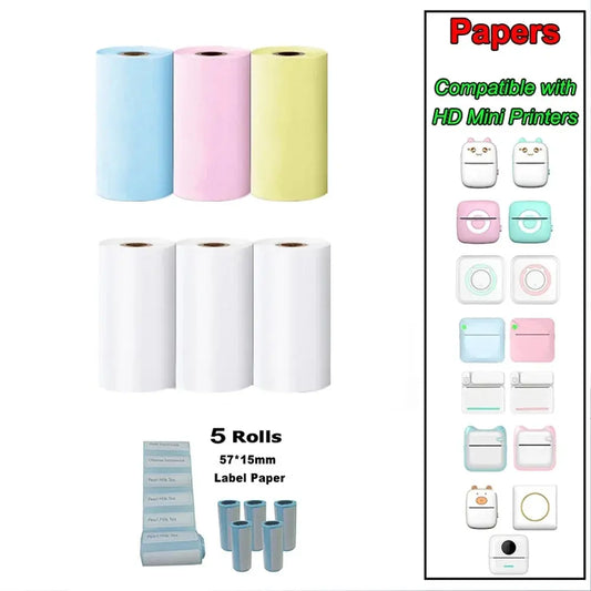 Thermal Paper MINI Printing Self-adhesive Label Sticker For Mini Printers Pose Machine Kid Camera Stickers 57mm Width Rolls - ALPENZO