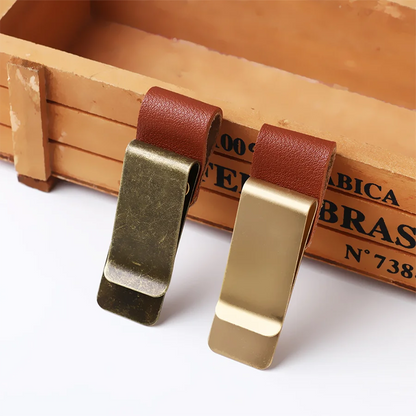 STONEGO Handmade Leather Brass Stainless Steel Pen Holder Clip Journal Notebook Paper Folder Writing Office Supplies ALPENZO