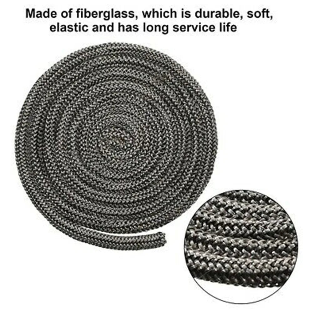 Stove Fire Rope Black Wood Burning Stove 6mm 8mmm 2m Length Log Burner Door Seal High Temperature Stove Heating Fireplaces Part - ALPENZO