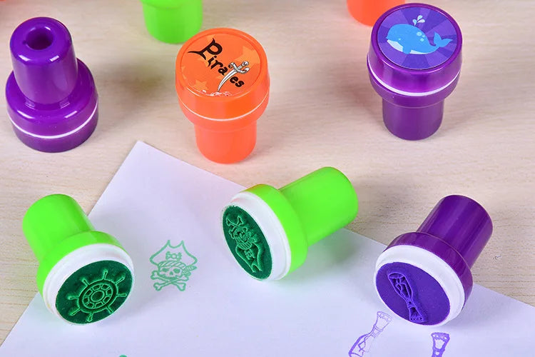 10pcs Assorted Stamps for Kids Self-ink Stamps Children Toy Stamps Smiley Face Seal Scrapbooking DIY Painting Photo Album Decor ALPENZO