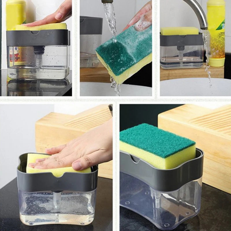 Kitchen Detergent Press Portable Soap Dispenser Pak Clean Cloth Dishwashing Pot Soap Dispenser Cleaning Tool - ALPENZO