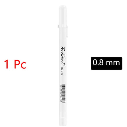 White Marker Pens set 2.0mm Oily Waterproof White Gel Pen DIY Graffiti Sketching Marker Stationery Writing School Supplies brush ALPENZO