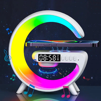 Opansten Multifunction Wireless Charger Pad Stand Speaker TF RGB Night Light Fast Charging Station for iPhone 15 14 13 Samsung ALPENZO