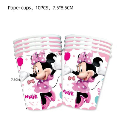 Minnie Mouse Party Decoration Disposable Tableware Minnie Cup Plate Balloon For Girls Baby Bath Birthday Party Supplies ALPENZO