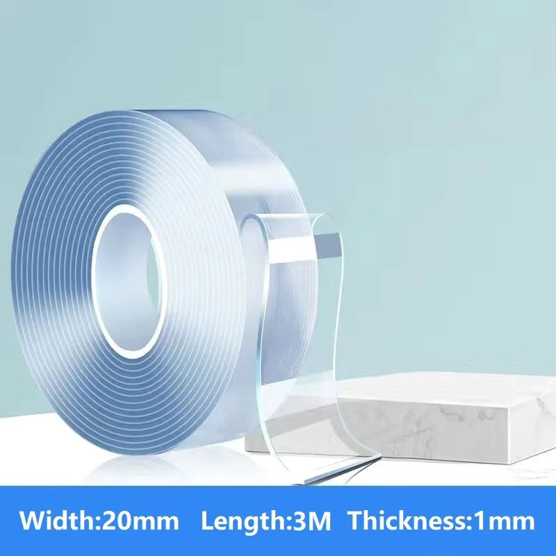 1/3/5M Double Sided Tape Transparent Acrylic Reusable Waterproof Adhesive Tracsless Tape Gadget Cinta Doble Cara Nano Tapes ALPENZO