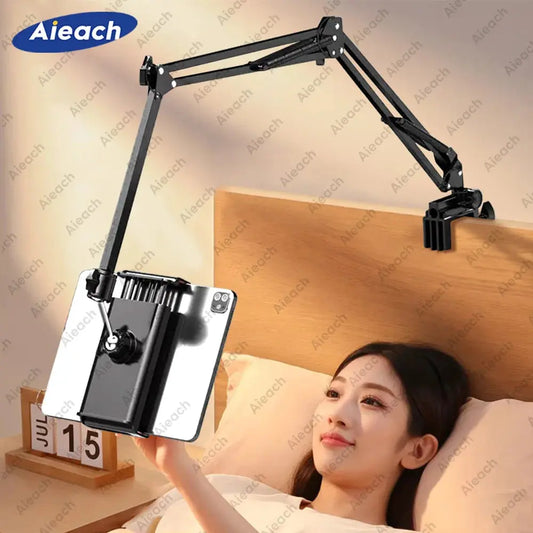 Tablet Holder for Bed with Long Metal Arm iPad Stand Tablet Bracket 360° Rotating Bed Phone Mount for 4.5~12.9 inch Phone Tablet - ALPENZO