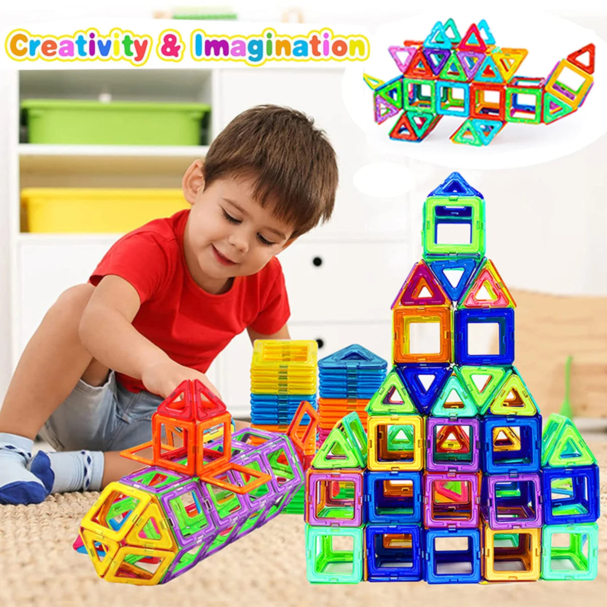 Magnetic Building Blocks Big Size and Mini Size DIY Magnets Toys for Kids Designer Construction Set Gifts for Children Toys ALPENZO