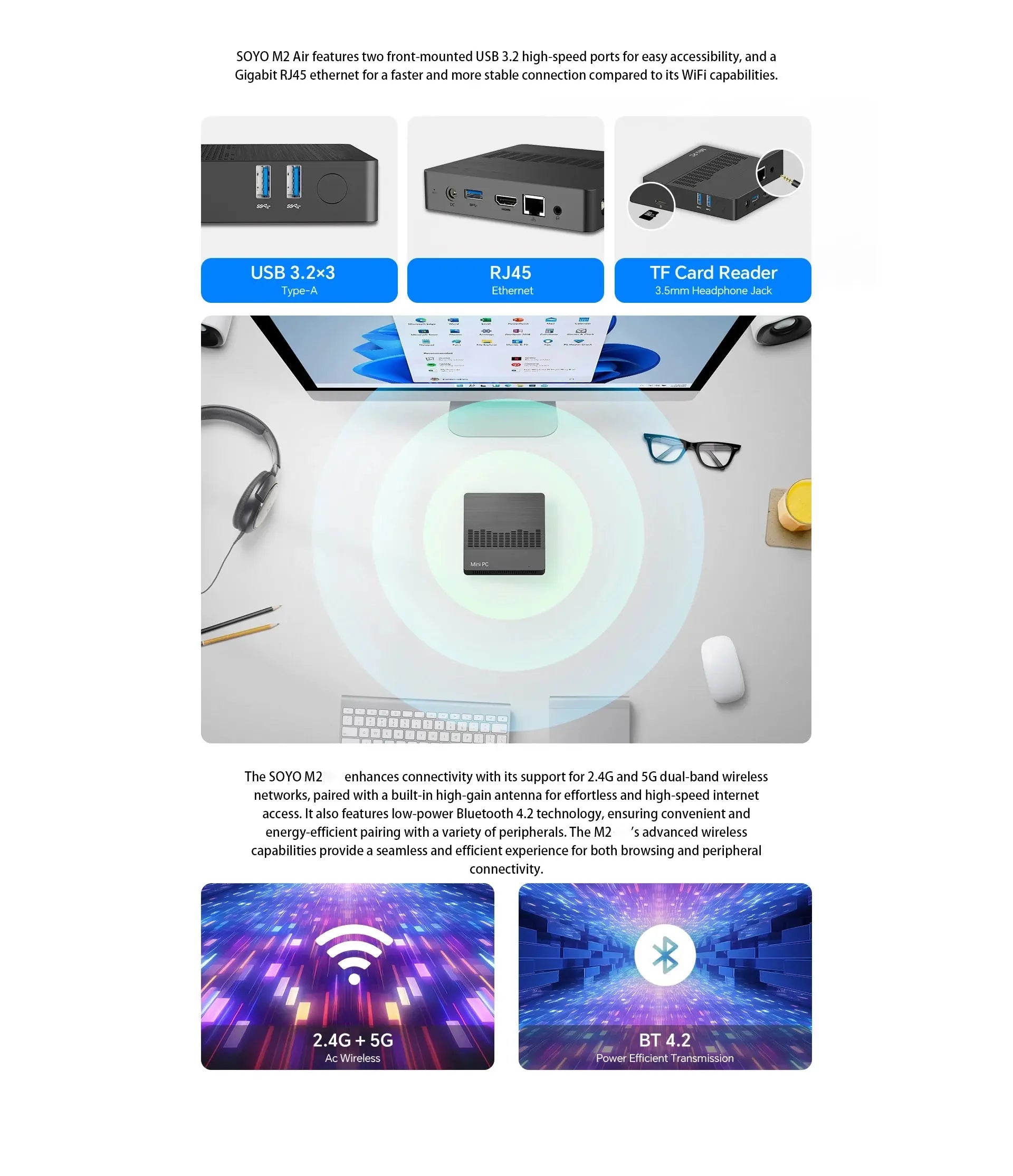 SOYO M2 Mini PC: Powerful 6GB RAM, 64GB EMMC, Intel N4000, Windows 11 - Compact & Ideal for Home, Business & Gaming - ALPENZO