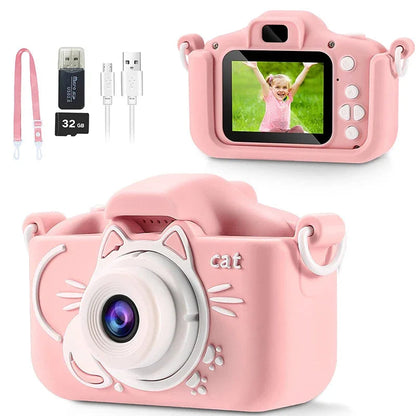 Kids Camera Toys 2 inch Screen HD Cartoon Kids Digital Camera Mini SLR Camera Cute Toy For Children Birthday Christmas Gifts ALPENZO