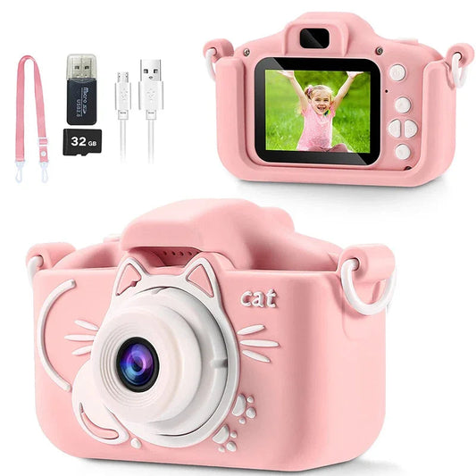 Kids Camera Toys 2 inch Screen HD Cartoon Kids Digital Camera Mini SLR Camera Cute Toy For Children Birthday Christmas Gifts ALPENZO