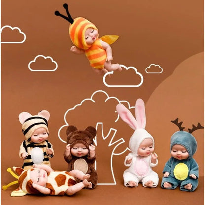 2Pcs Simulation Princess Dolls Toy Mini Cute Sleeping Baby Series Doll Cartoon Animal Toy For Kids Kawaii Dolls Girl's Gift ALPENZO