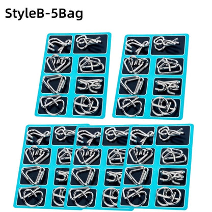 8Pcs/Set Metal Montessori Puzzle Wire IQ Mind Brain Teaser Puzzles Children Adults Interactive Game Reliever Educational Toys ALPENZO