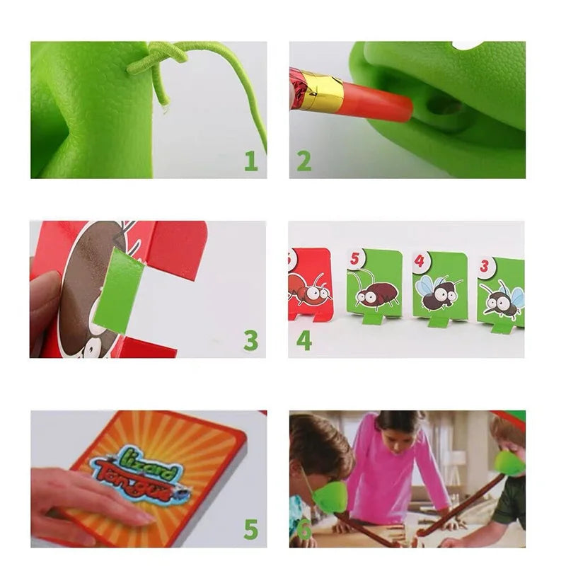Frog Lizard Mask Wagging Tongue Lick Cards Board Games for Children Family Party Toys Antistress Funny Desktop Puzzle Game Toys ALPENZO